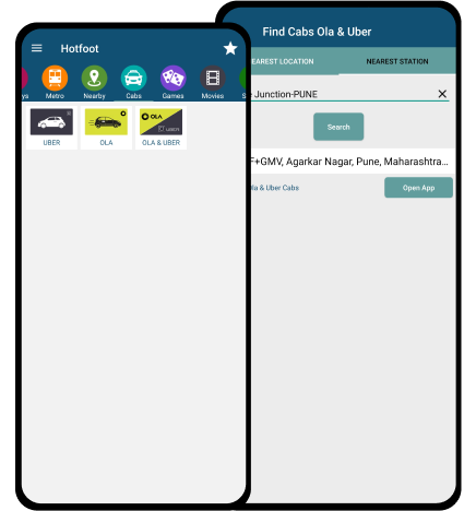 Ola or Uber Cabs through Hotfoot